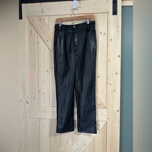 Lulus Black Vegan Faux Leather Pants Straight Leg High Rise Women's‎ Size M
